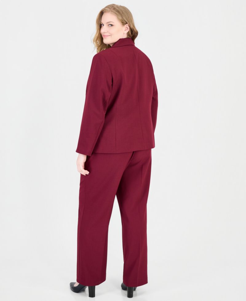 Plus Size Classic-Fit Wide-Leg Mid-Rise Pant Suit