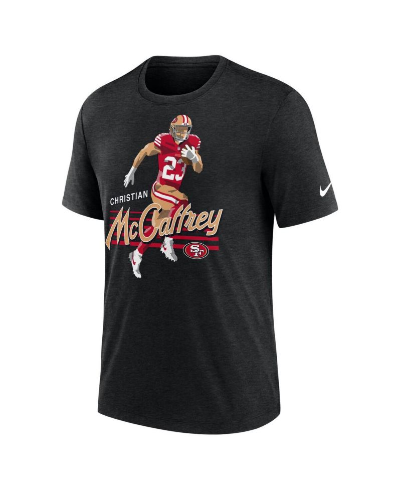Men's Christian McCaffrey Heather Black San Francisco 49ers Player Graphic T-Shirt