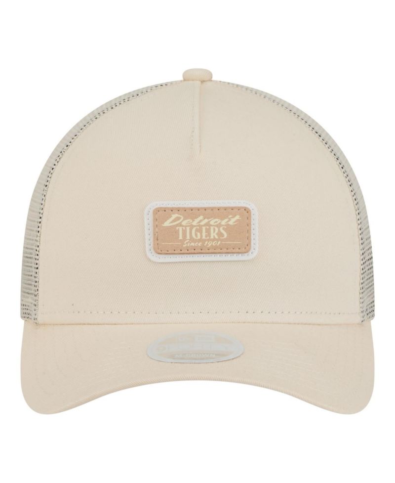 Women's Light Beige Detroit Tigers Tonal Patch 9FORTY M-Crown A-Frame Trucker Adjustable Hat