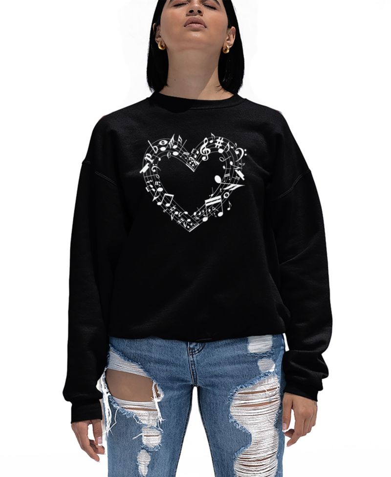 Women's Sheet Music Heart Word Art Crewneck Sweatshirt