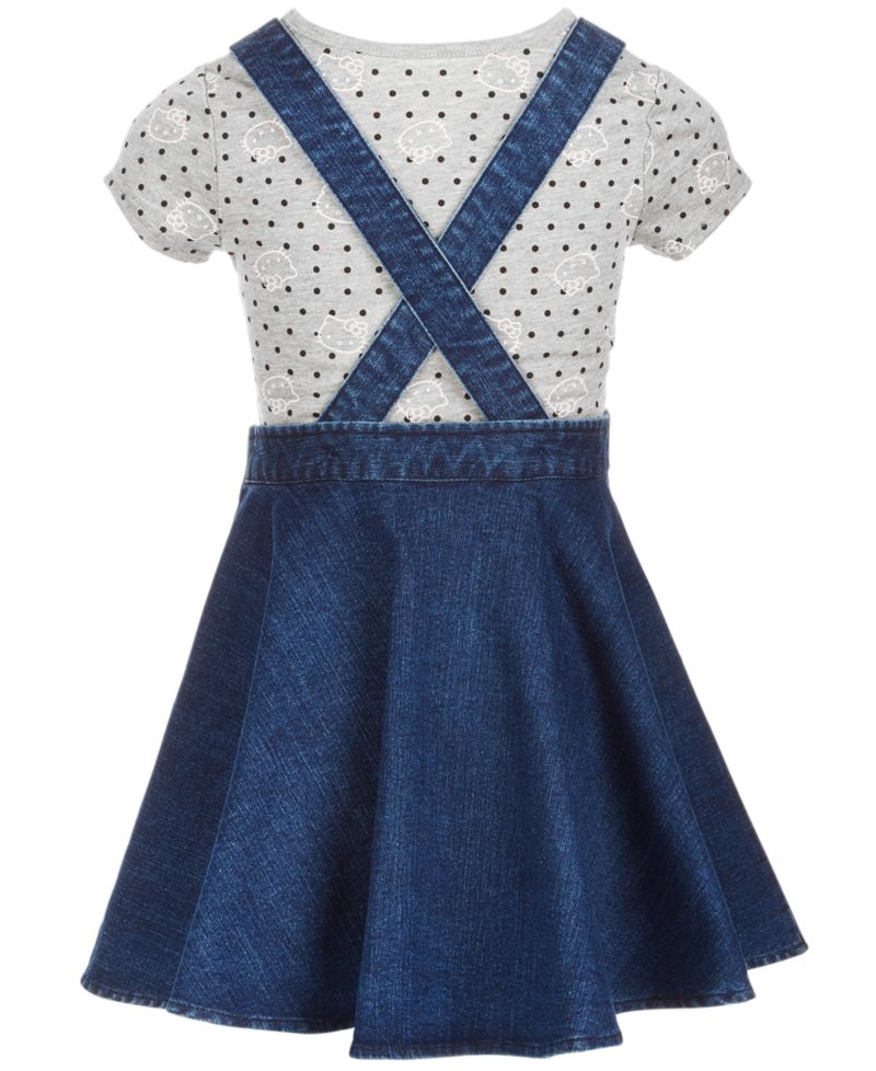 Girls' 4-6X Short-Sleeve T-Shirt and Denim Dress, 2-Piece Set