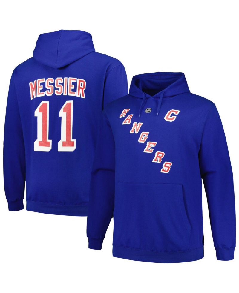 Men's Mark Messier Blue New York Rangers Big and Tall Name and Number Pullover Hoodie