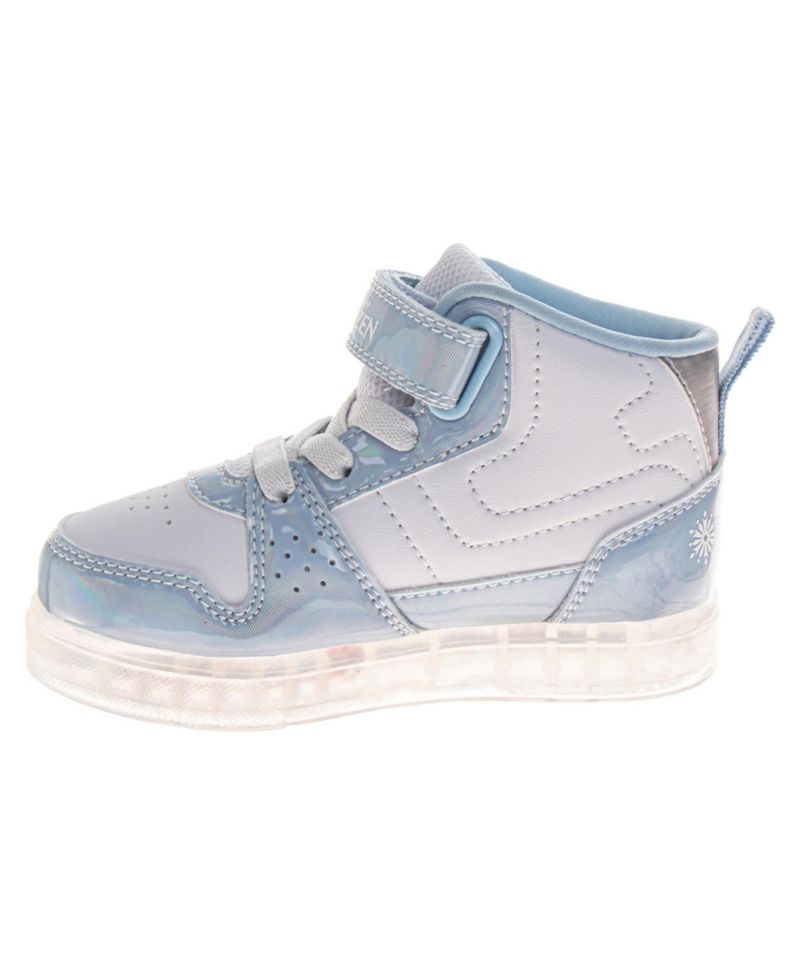 Big Girls Frozen Anna and Elsa Light-Up High-Top Sneakers with Hook and Loop Closure