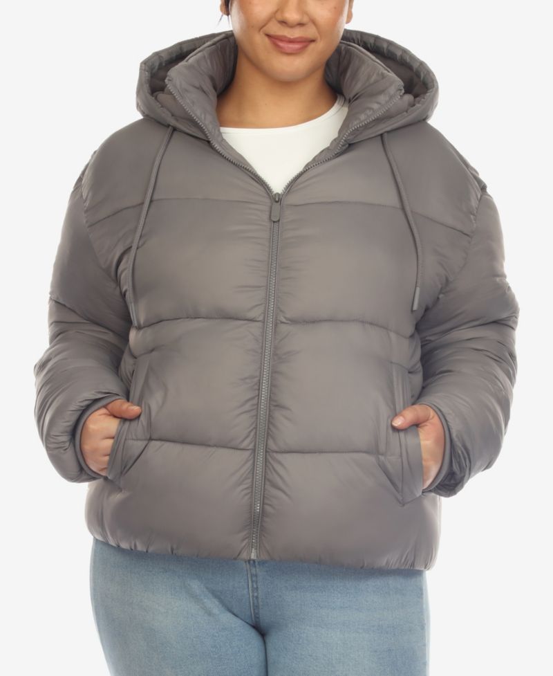 Plus Size Hooded Bomber Puffer Coat