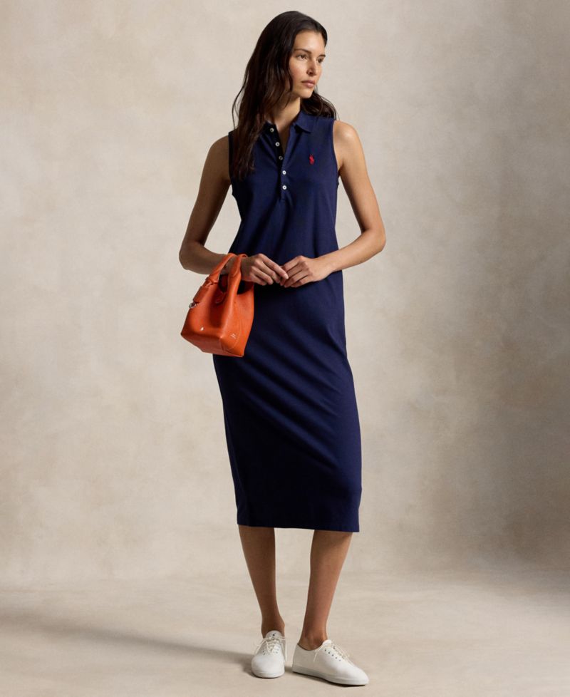 Women's Stretch-Cotton Sleeveless Polo Dress