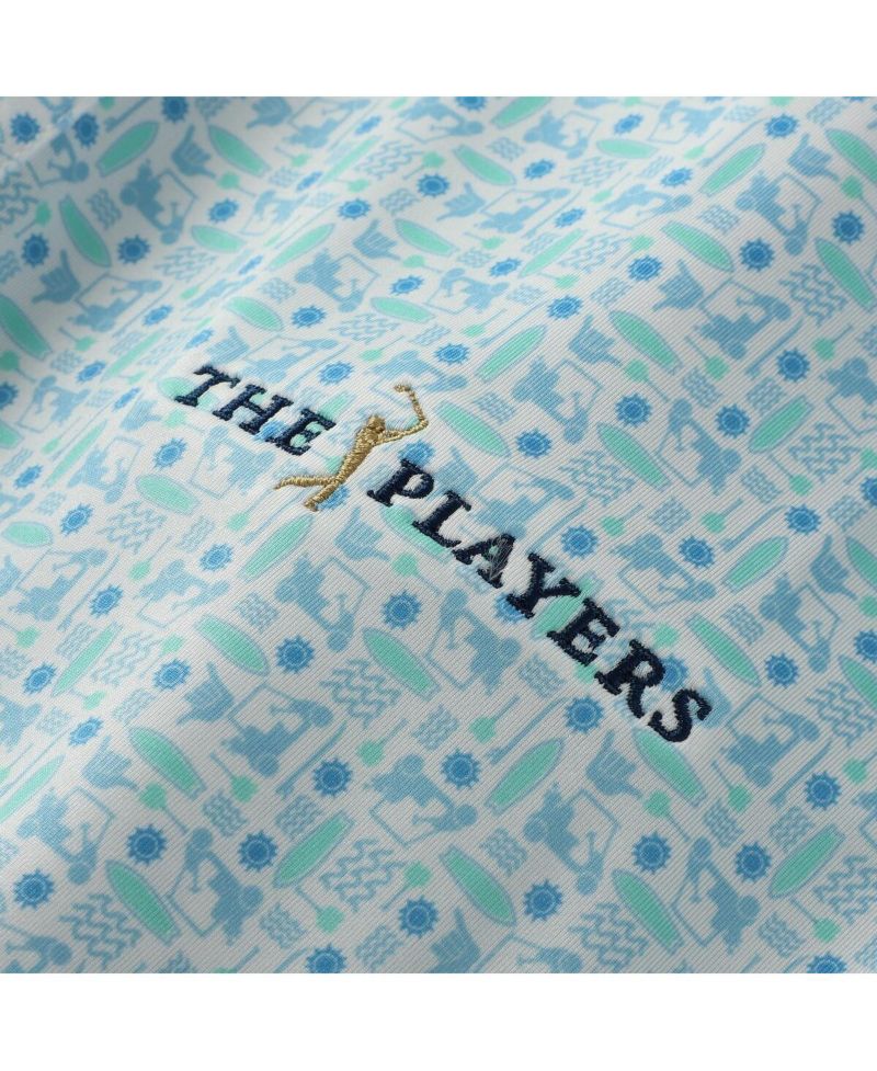 Men's Light Blue THE PLAYERS Surfs Up Print Lisle Polo Shirt