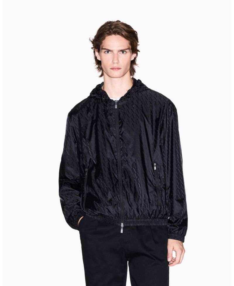 Men's Jacquard Allover Logo Windbreaker Jacket