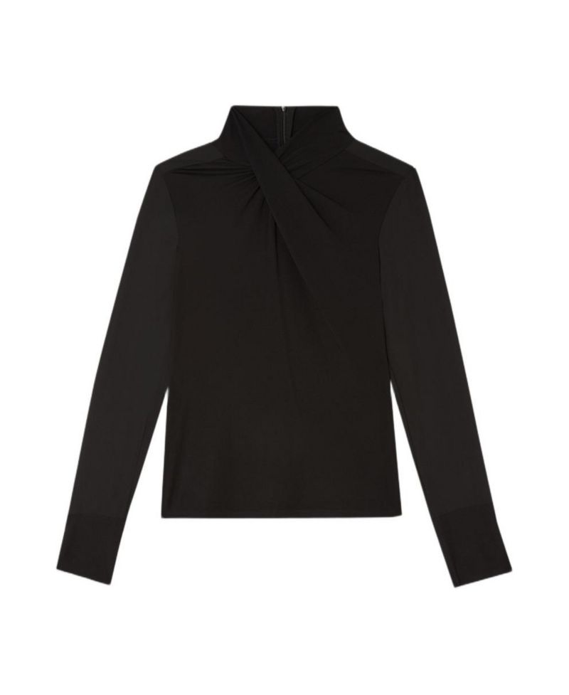 Jersey And Georgette Mix High Neck Top