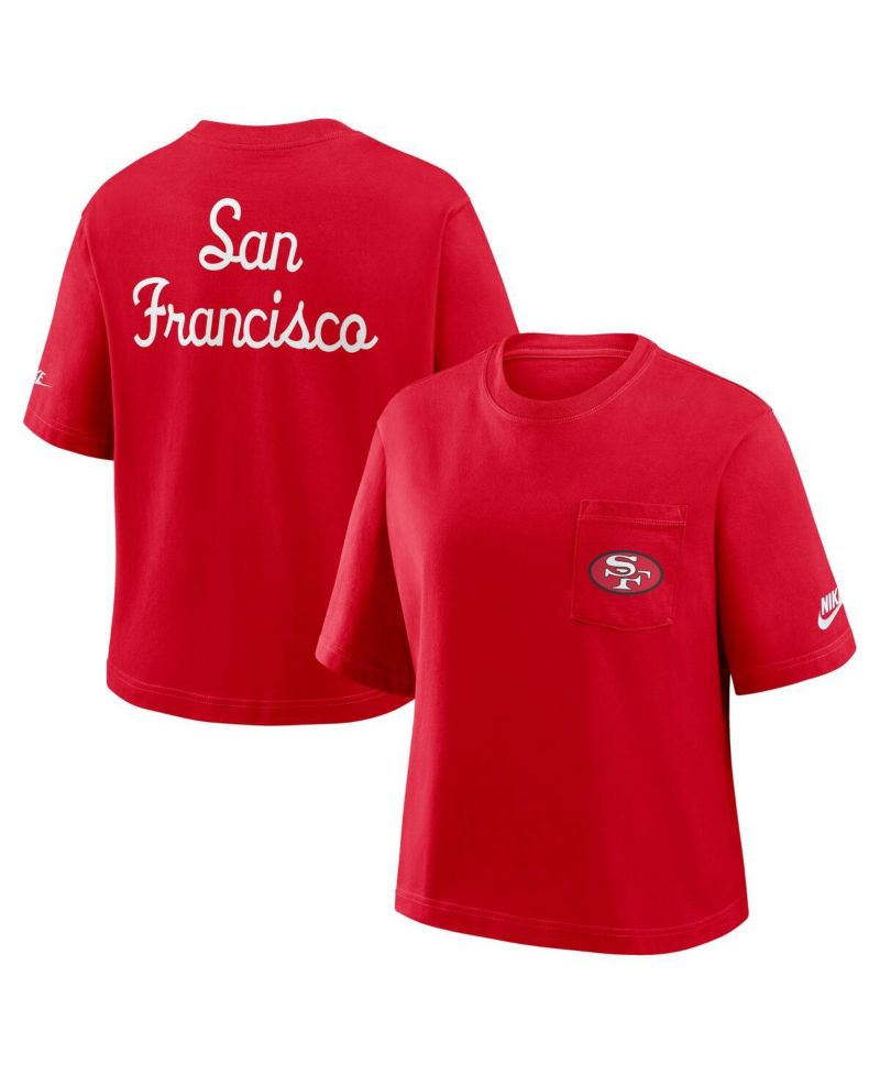 Women's Scarlet San Francisco 49ers Rewind Pocket Boxy T-Shirt
