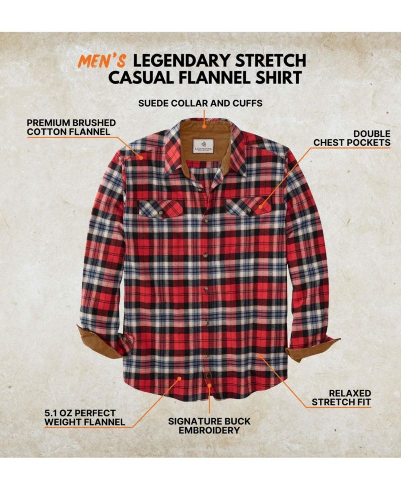 Men's Big & Tall Plaid Stretch Long-Sleeve Button-Down Shirt