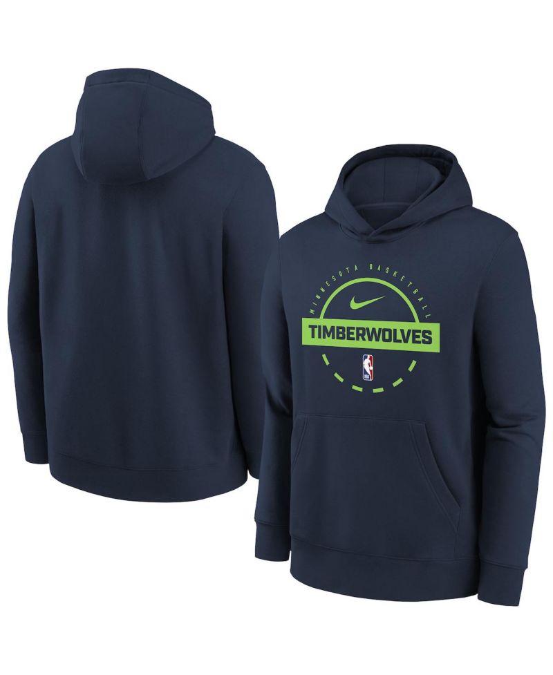 Big Boys and Girls Navy Minnesota Timberwolves 2025/26 Club Fleece Practice Hoodie