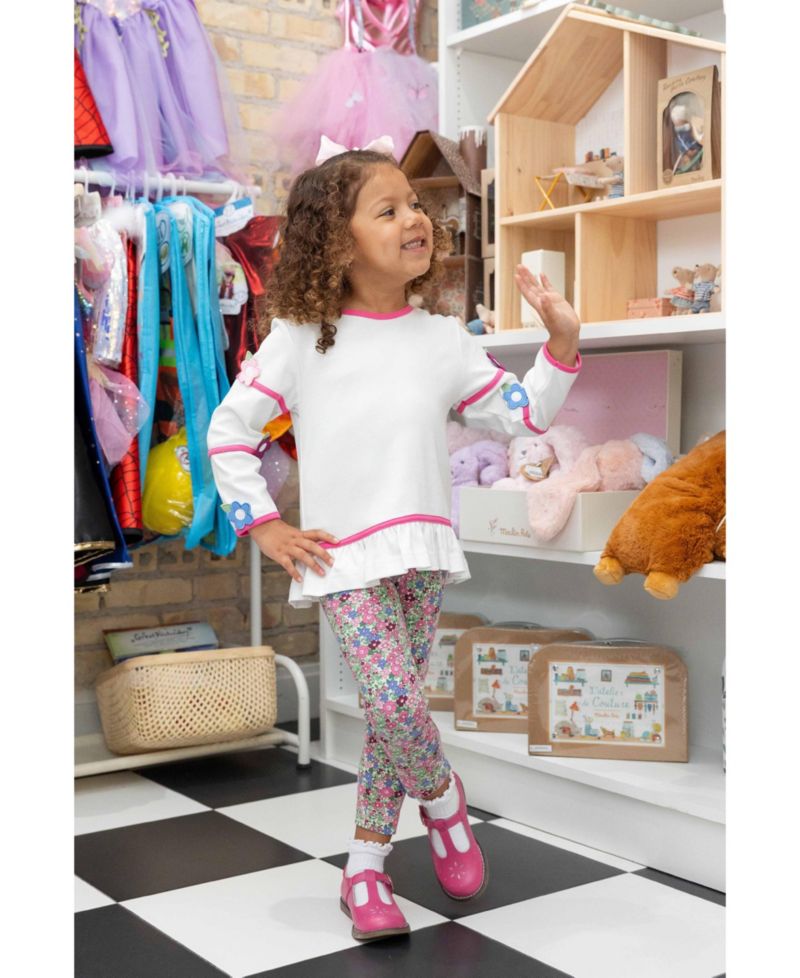 Big Girls (7-8) Knit Tunic Set with Flowers