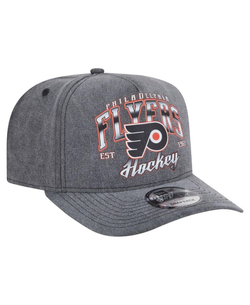Men's Charcoal Philadelphia Flyers Throwback Washed A-Frame Pre-Curved 9FIFTY Snapback Hat