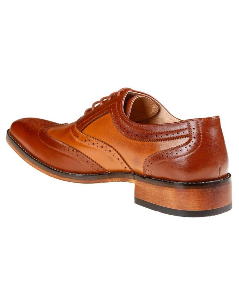 Men's Two Tone Wing Tip Oxford Dress Shoes