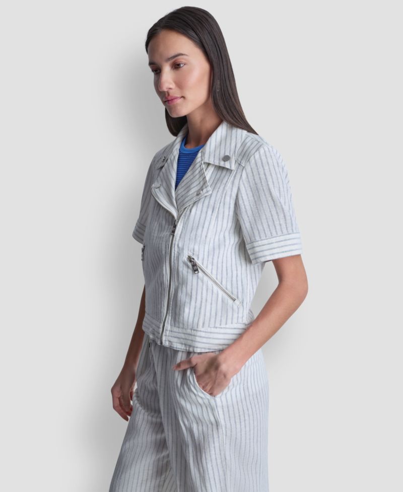 Women's Striped Collared Neck Jacket