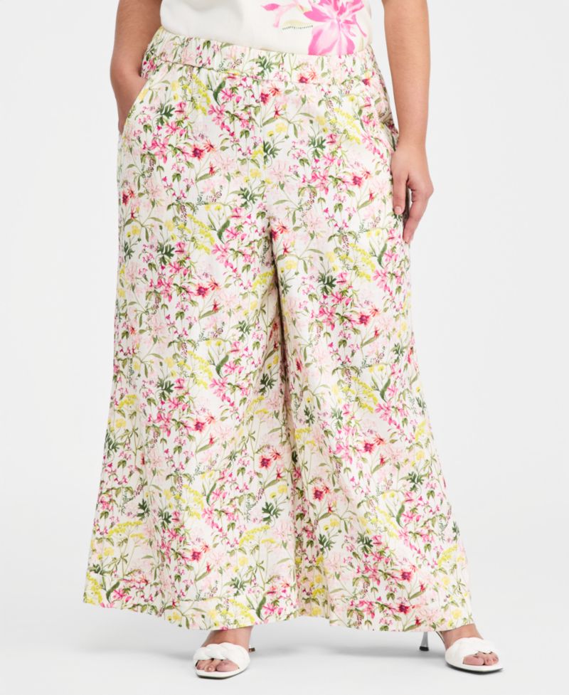 Plus Size Wide-Leg Elastic Waist Pants