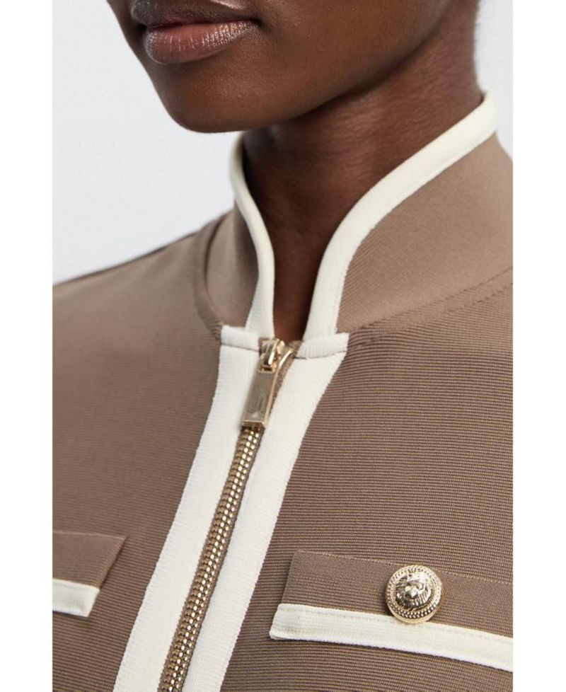 Women's Bandage Military Piping Mini Dress