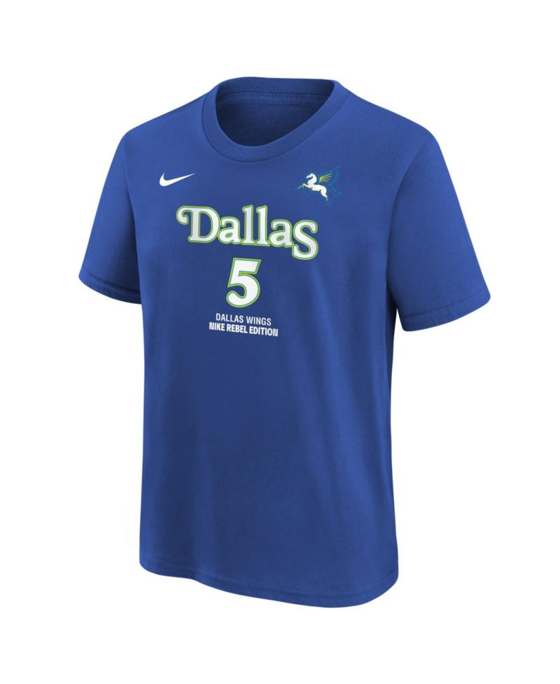 Big Boys and Girls Paige Bueckers Blue Dallas Wings Rebel Edition Name & Number T-Shirt
