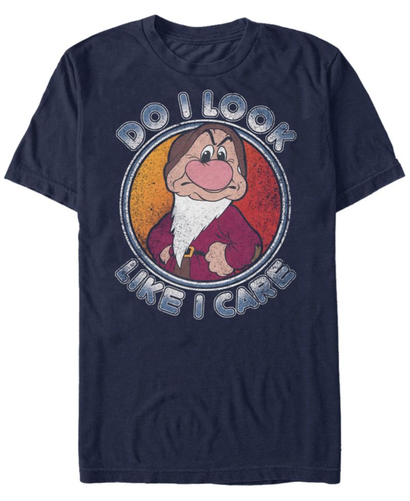 Disney Men's Snow White Dwarf Grumpy Do I Look Like I Care, Short Sleeve T-Shirt