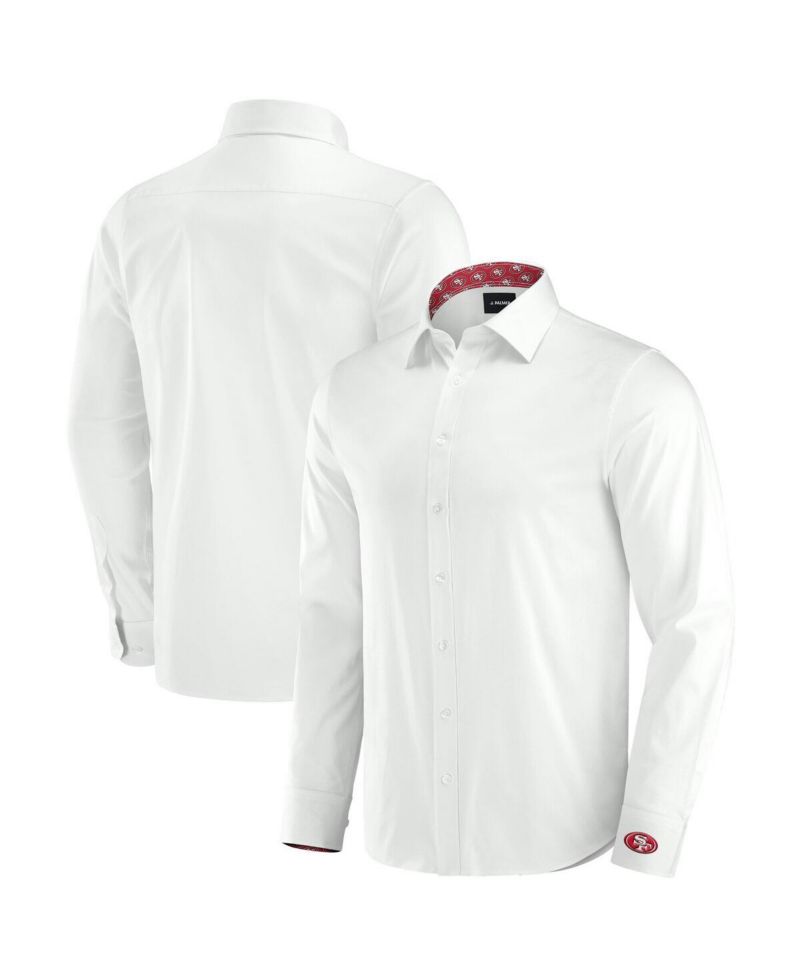 Men's White San Francisco 49ers Man-In-Motion Long Sleeve Button-Up Dress Shirt