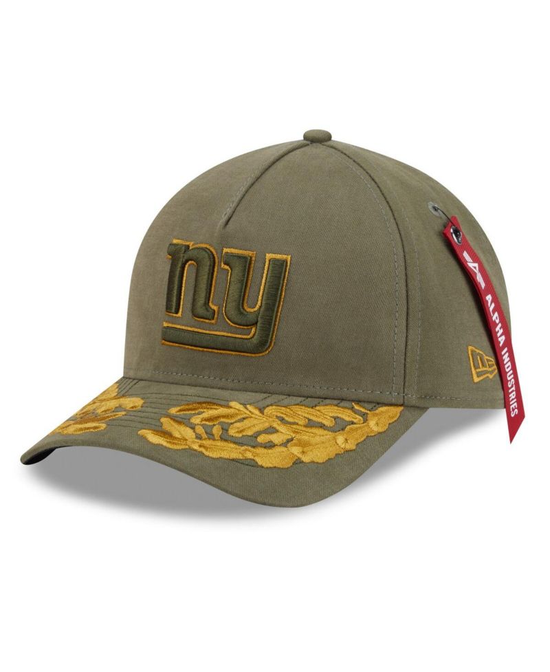 x Alpha Industries Men's Olive New York Giants A-Frame 9FORTY Adjustable Hat