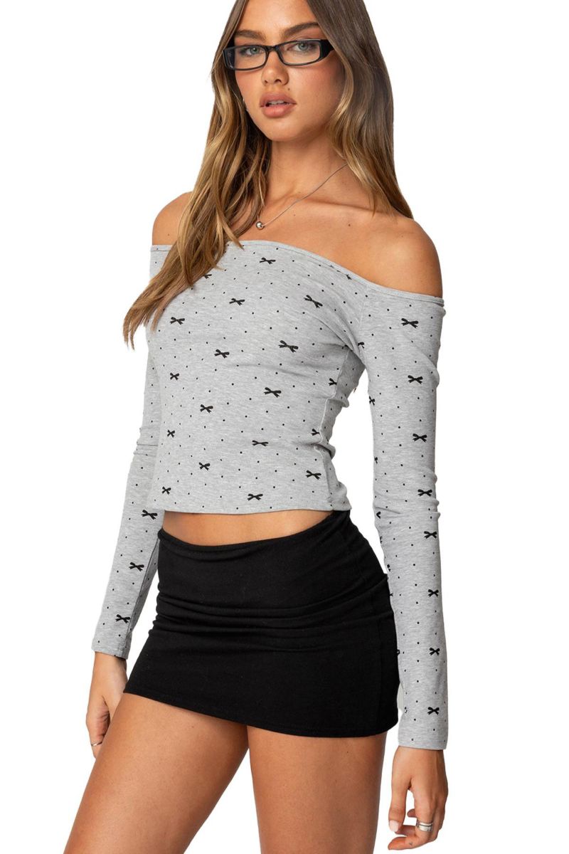 Women's Ryna Bows and Dots Off Shoulder Top