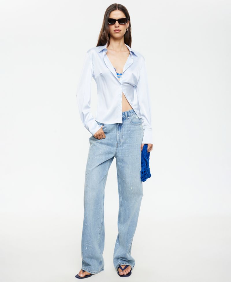 Women's Diamante Straight Cotton Jeans