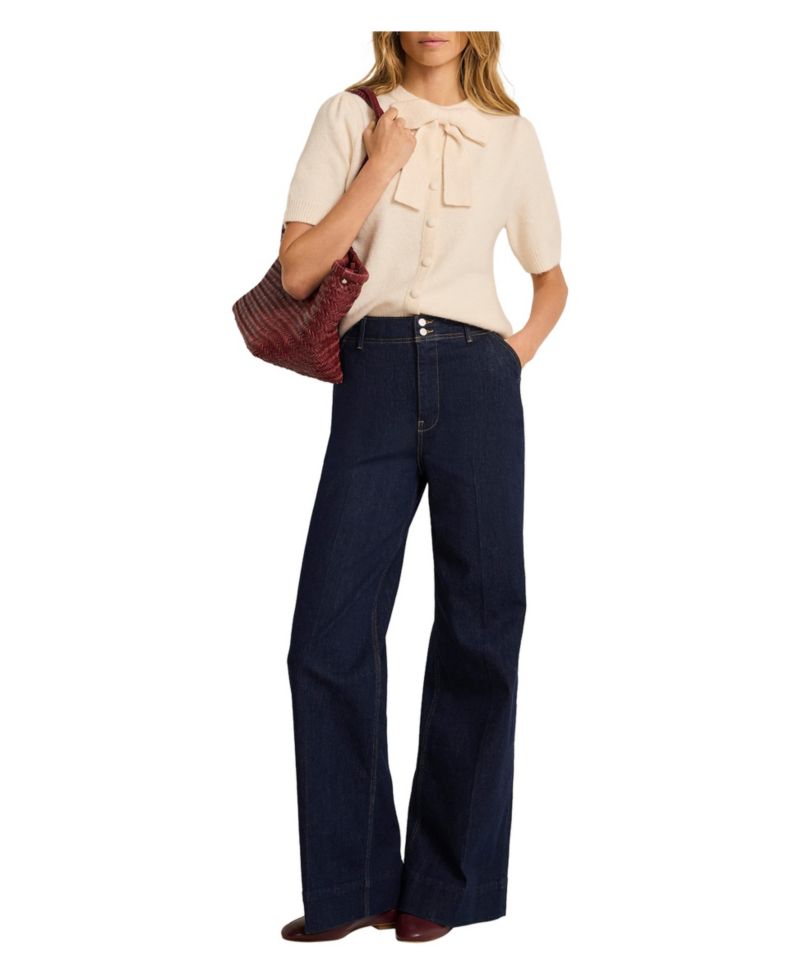 Women's Bow Detail Crewneck Short-Sleeve Knit Top