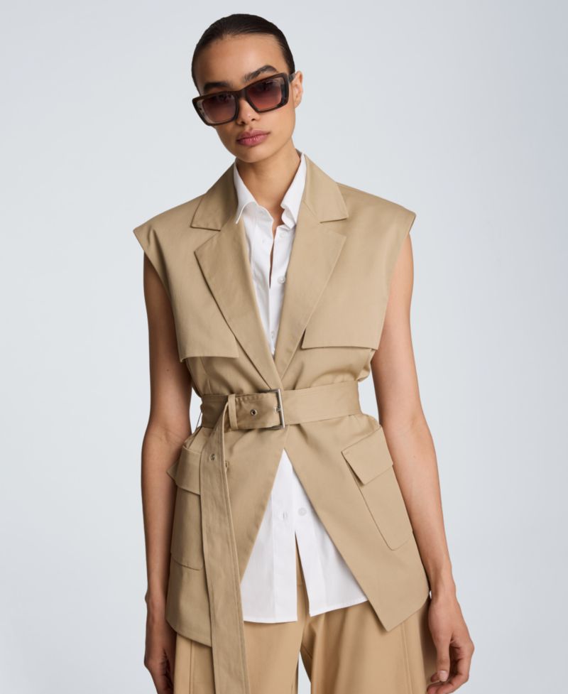 Women's Belted Notch Collar Vest