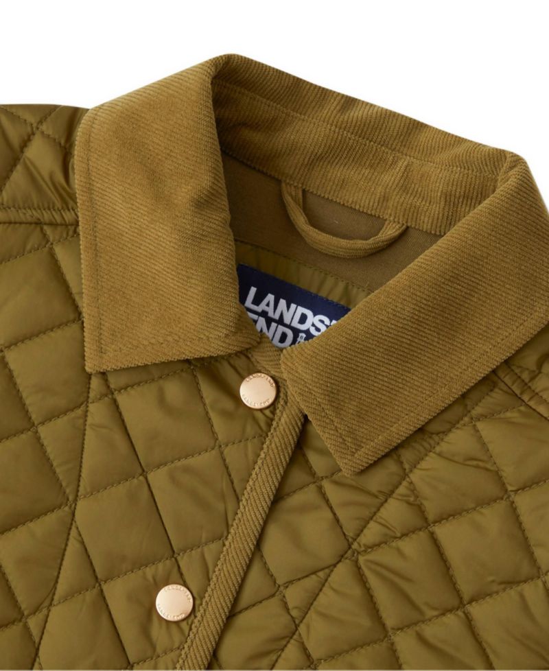 Girls' 4-16 Water-Resistant Quilted Corduroy Collar Jacket