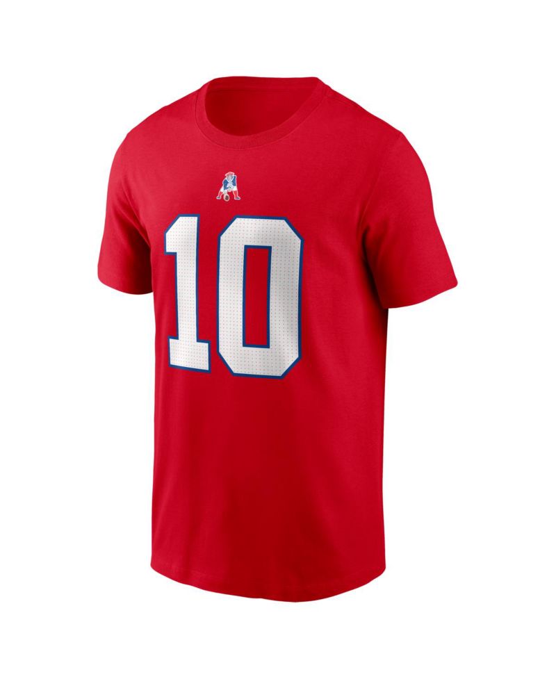 Men's Drake Maye Red New England Patriots Name & Number T-Shirt