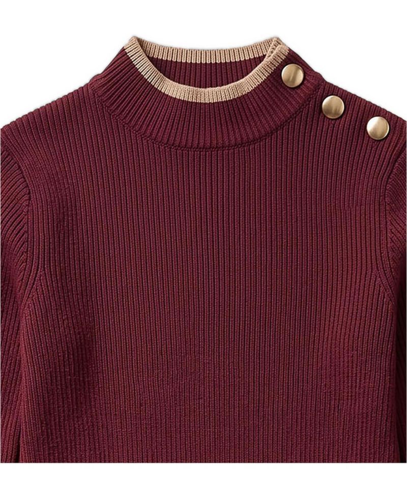 Little and Big Girls (6 - 12) Organic Mock Neck Flounce Hem Sweater Dress