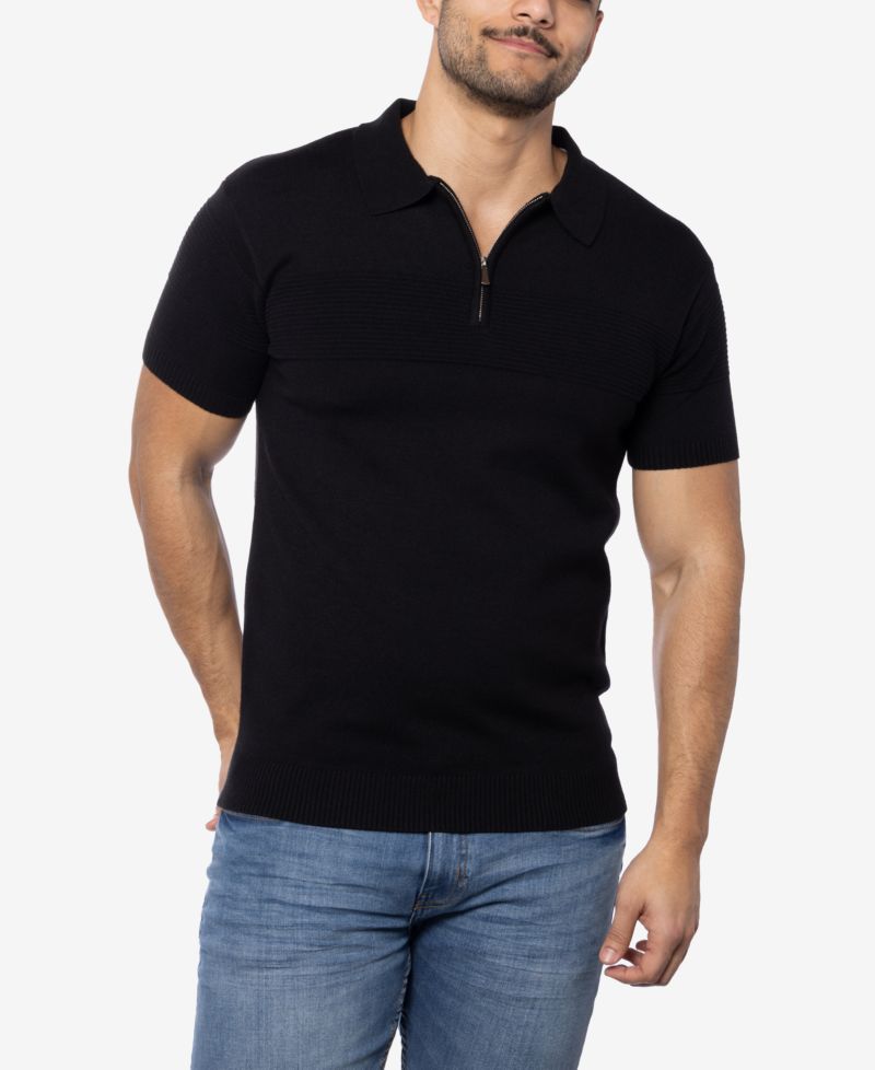 Men's SPRING + MERCER Ottoman Texture Short Sleeves Polo Sweater