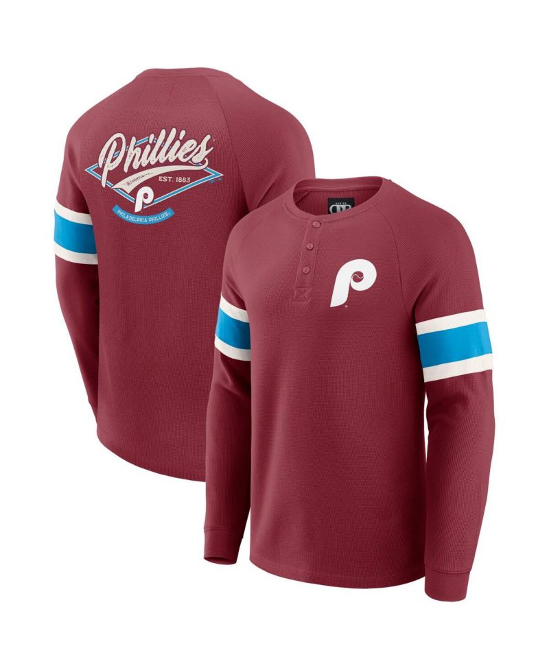 Darius Rucker Collection by Men's Burgundy Philadelphia Phillies Waffle-Knit Raglan Long Sleeve Henley T-Shirt