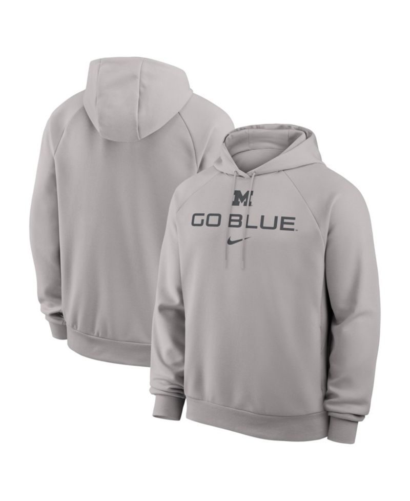 Men's Gray Michigan Wolverines Premium Performance Raglan Dri-FIT Hoodie
