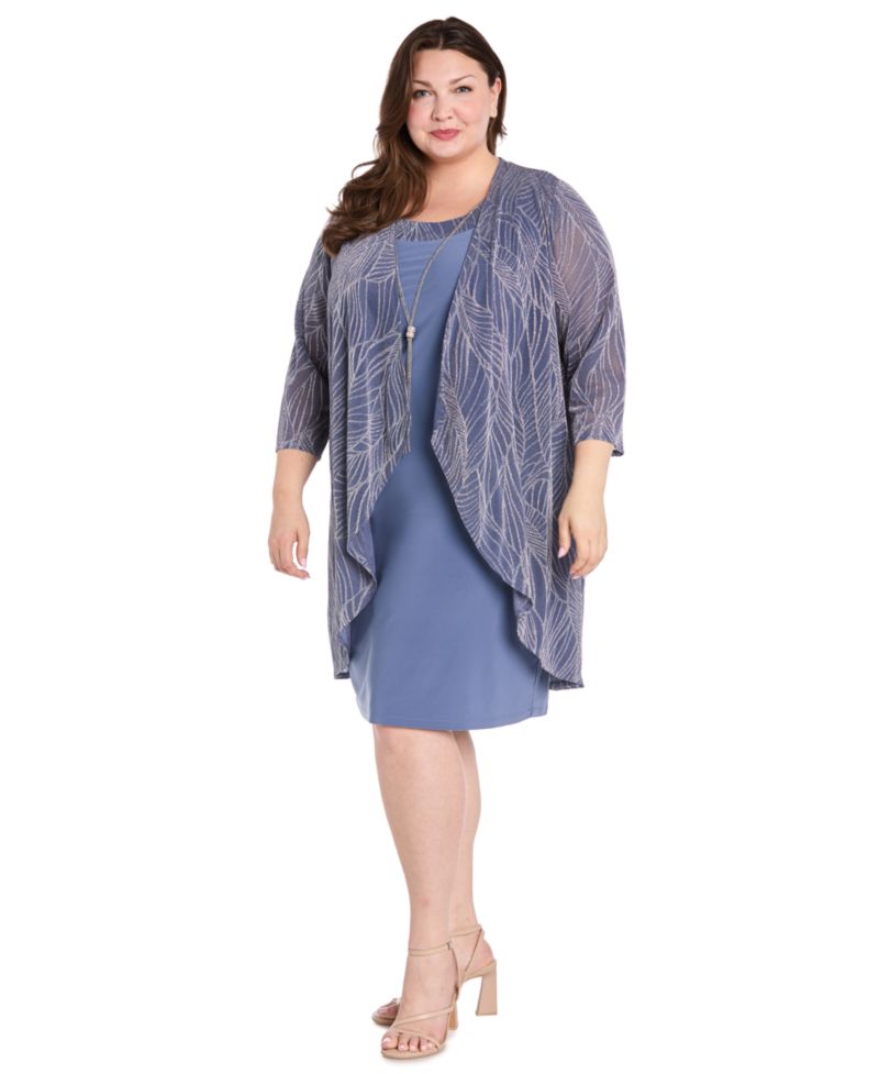 Plus Size Ruffle Knit Dress & Jacket, 2-Piece Set