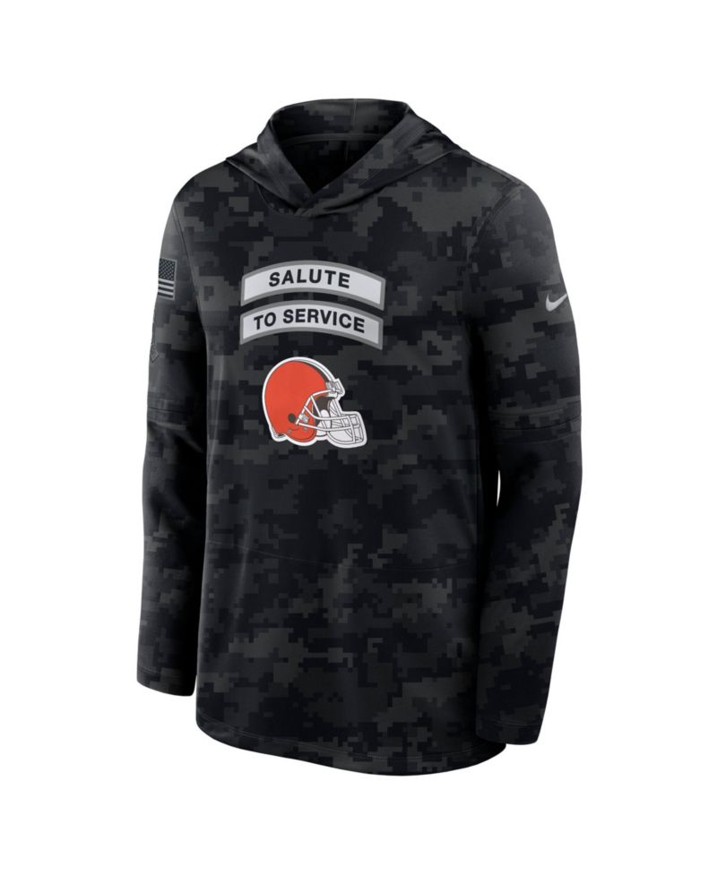 Men's Black Cleveland Browns 2026 Salute to Service Sideline Lightweight Hooded Pullover