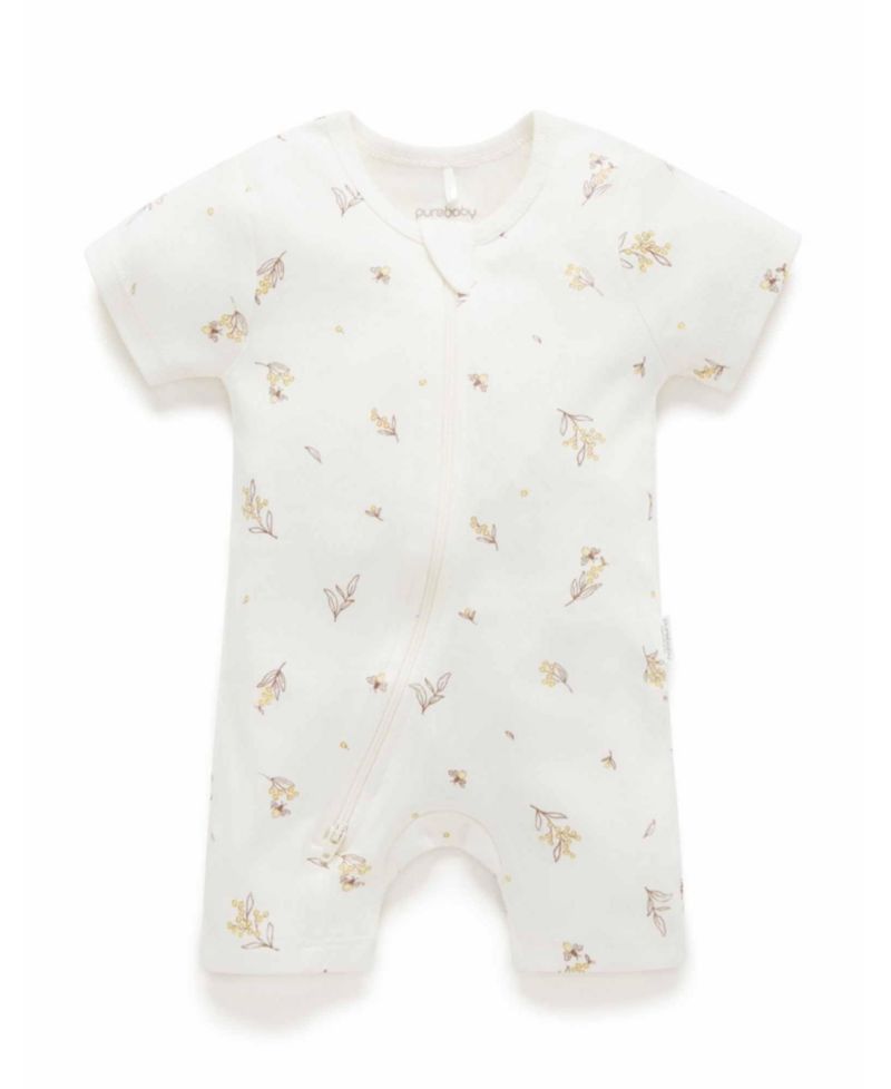 Baby Boy and Baby Girl Short Sleeve Zip Coveral