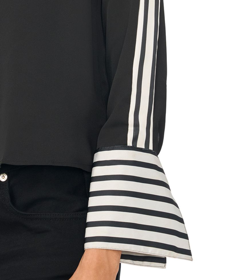 Women's Contrast-Trim Long-Sleeve Top