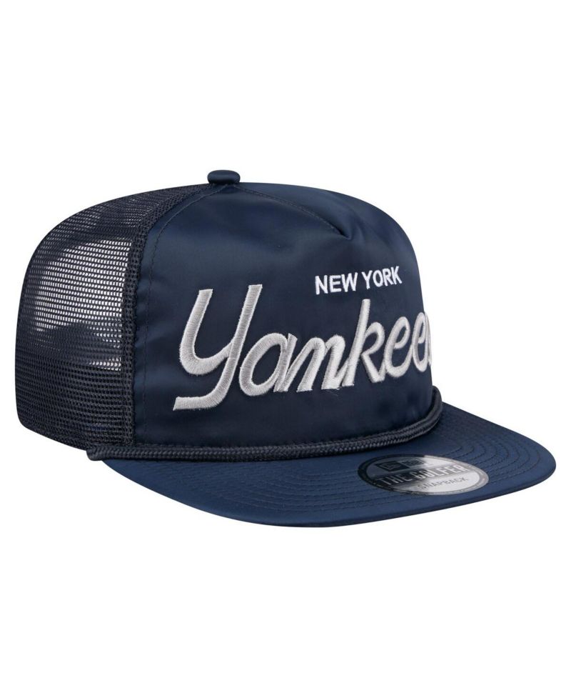 Men's Navy New York Yankees Retro Satin Script Golfer Adjustable Hat