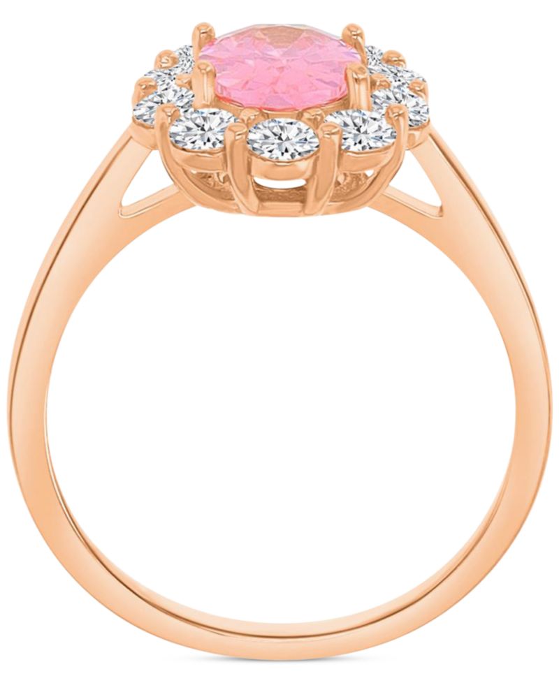 Lab-Created Morganite (2-1/20 ct. t.w.) & Cubic Zirconia Halo Ring in 14k Rose Gold-Plated Sterling Silver