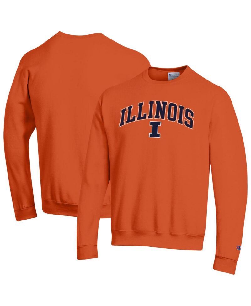 Men's Orange Illinois Fighting Illini Arch Over Logo Pullover Sweatshirt