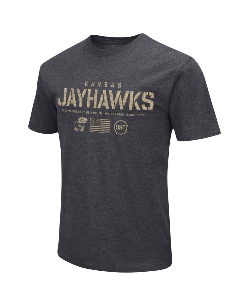 Men's Heather Black Kansas Jayhawks Big and Tall OHT Military-Inspired Appreciation Playbook T-shirt