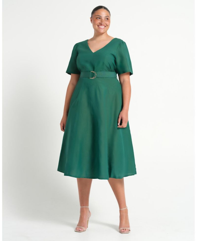 Women's Aelin Linen Belted Fit Flare Maxi Dress
