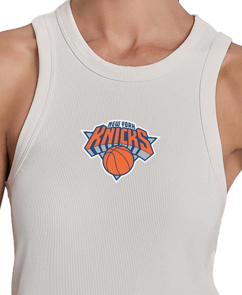 Women's White New York Knicks Hudson Rib High Neck Tank Top