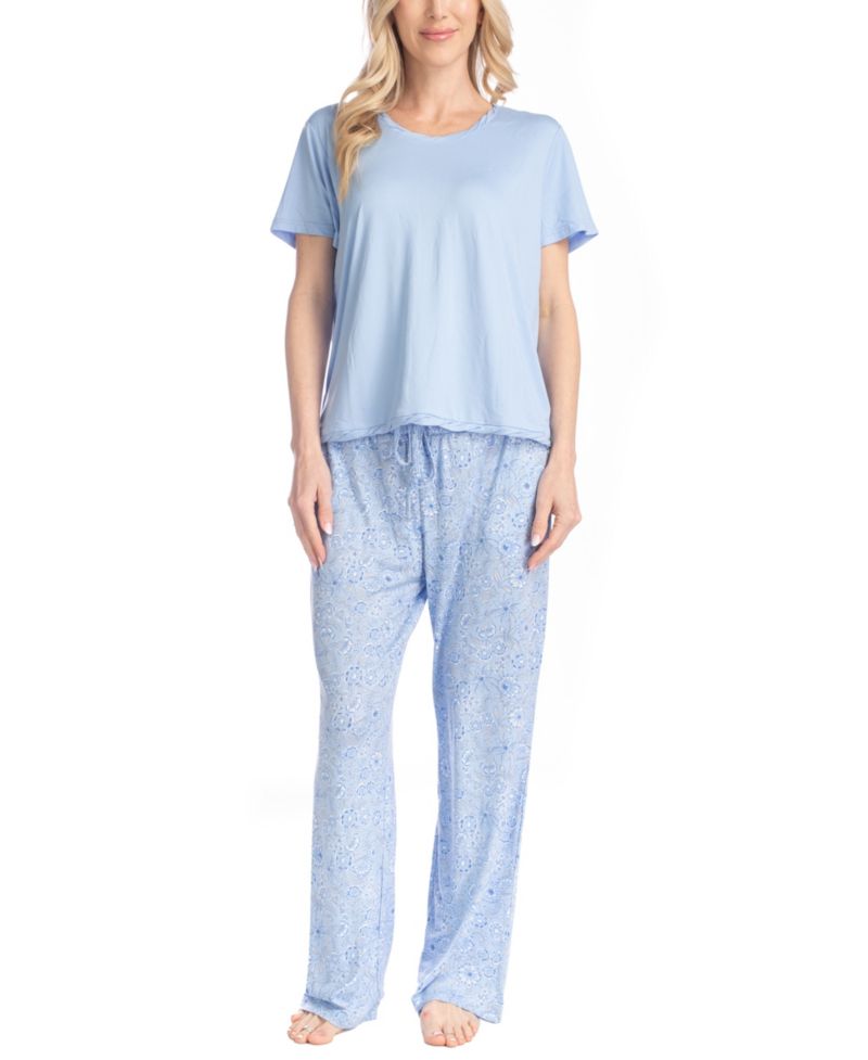 Women's Artistic Garden Round Neck Top and Ankle Pants