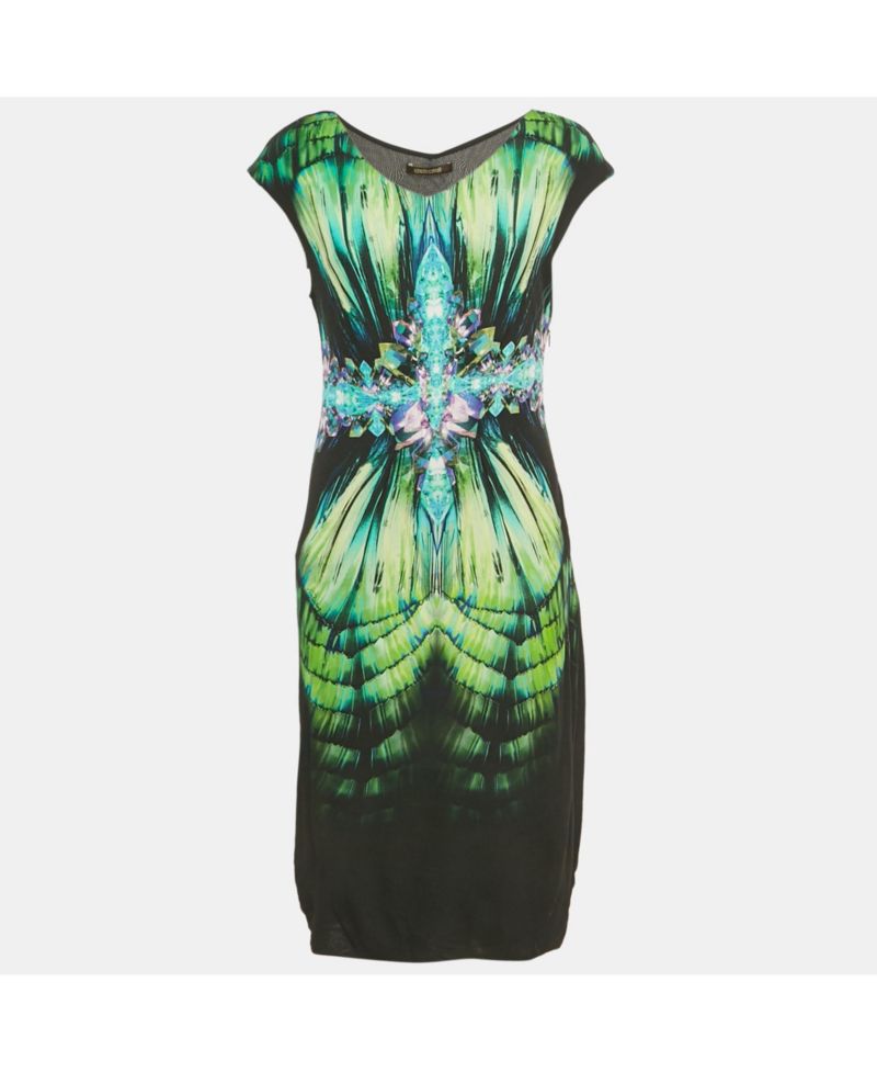 Women's Black Printed Jersey Midi Dress