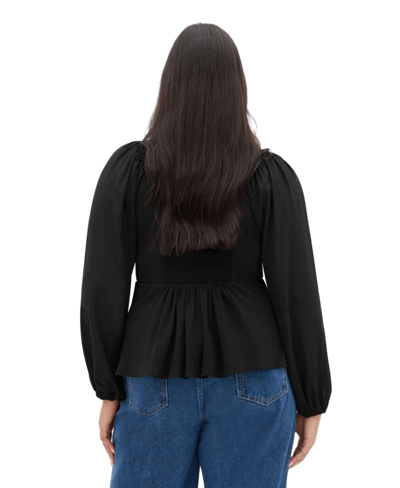 Plus Size Shayla Long Balloon-Sleeve Frill Top