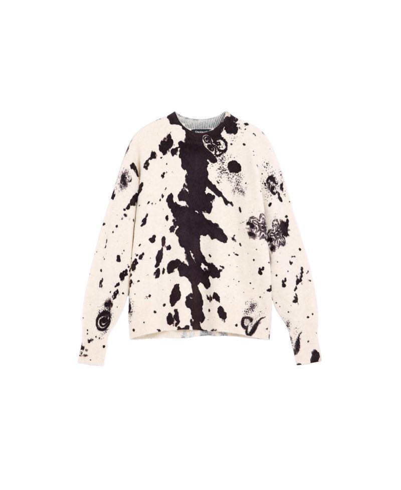 Women's Chunky-Knit Crewneck Animal-Print Sweater
