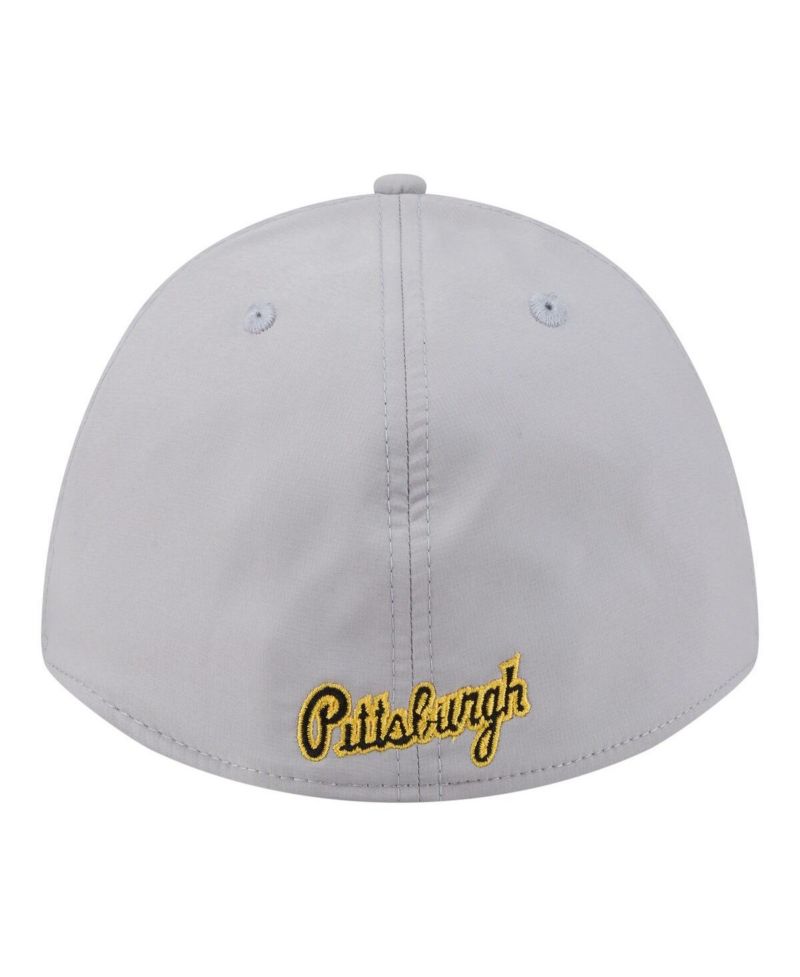 Men's Gray Pittsburgh Pirates Patch 39THIRTY A-Frame M-Crown Perforated Flex Hat